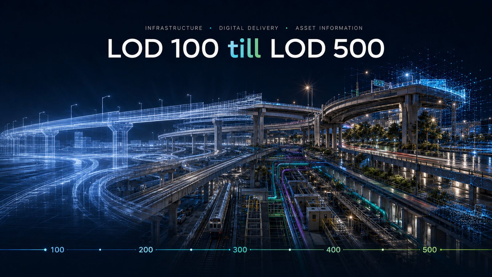 Infrastructure BIM model, LOD 100 to LOD 500
